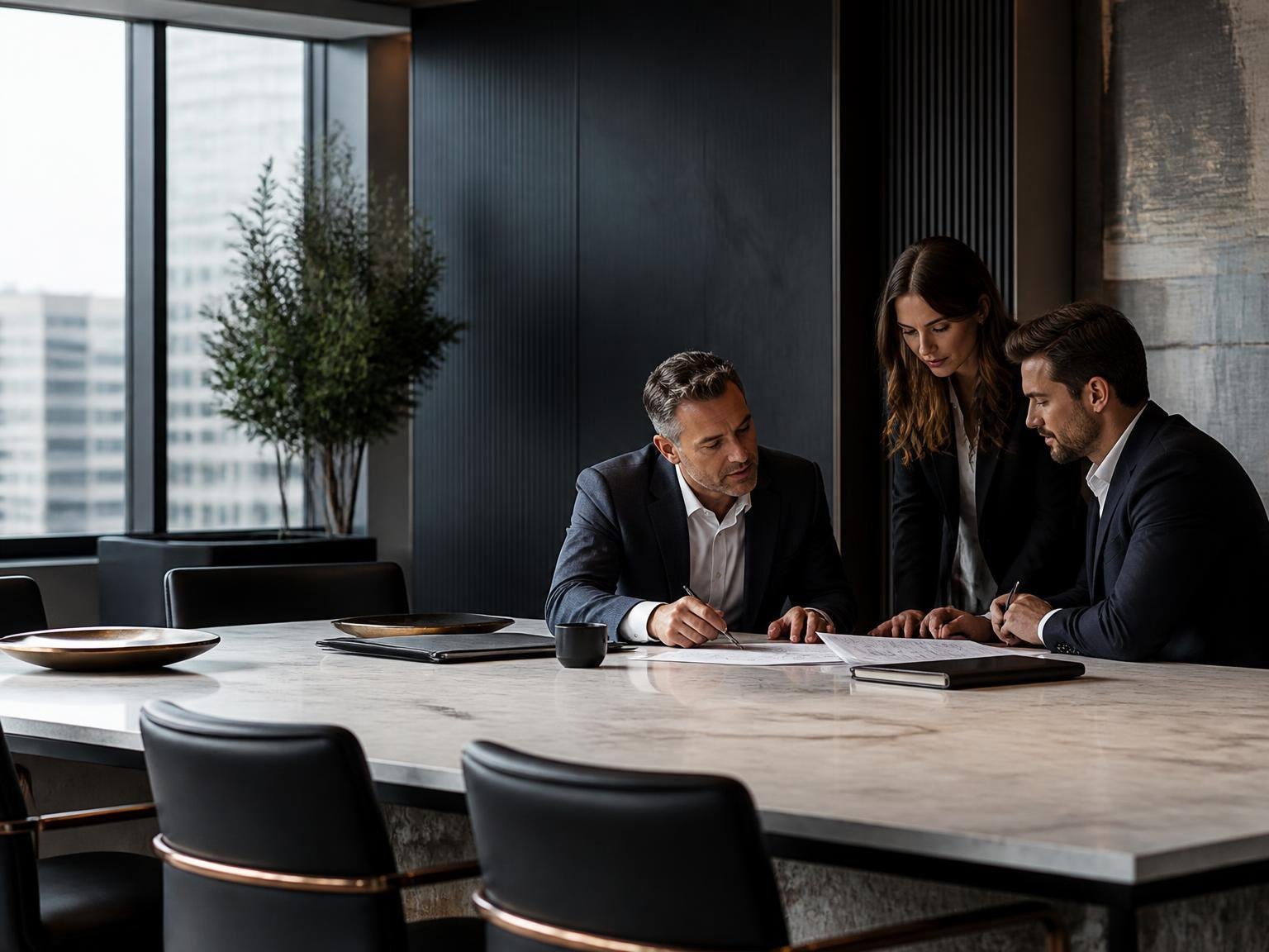Justin Traders specialists reviewing a commercial plan